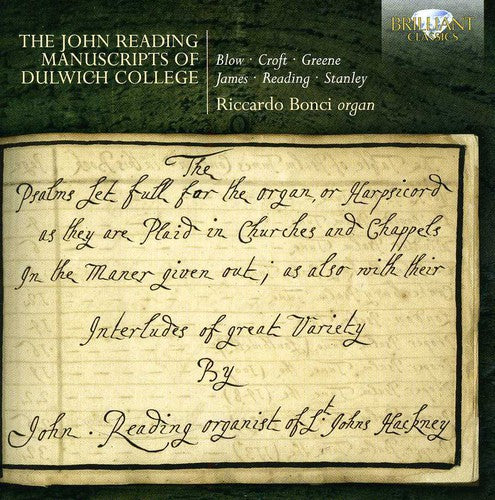 Riccardo Bonci: John Reading Manuscripts of Dulwich College - COMPACT DISCS
