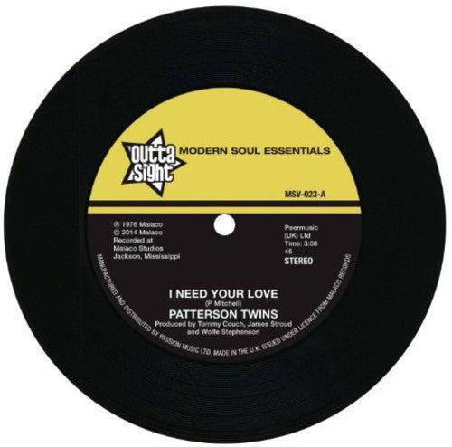 Richard Caiton Patterson Twins: I Need Your Love/I'm Gonna Love You - 7-INCH SINGLE