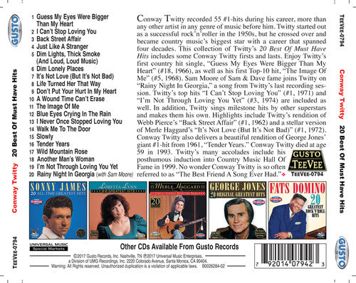 Conway Twitty: 20 Best Of Must Have Hits - COMPACT DISCS