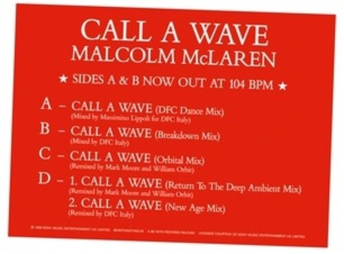Malcolm McLaren & the Bootzilla Orchestra: Call A Wave Remixes - 12-INCH SINGLE