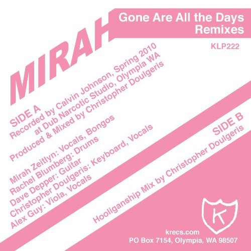 Mirah: Gone Are All The Days - 12-INCH SINGLE