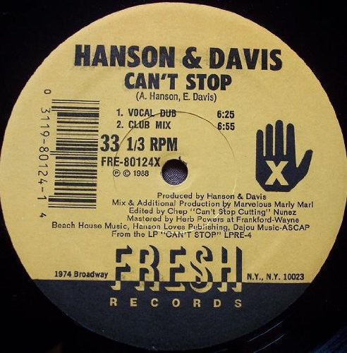 Hanson & Davis: Can't Stop (hungry For Your Love) - VINYL LP