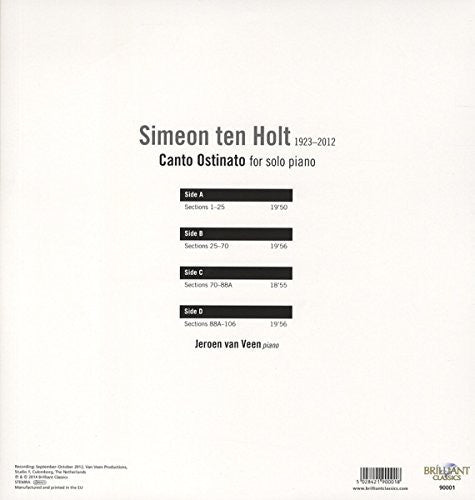 Jeroen van Veen: Ten Holt: Canto Ostinato for Solo Piano - VINYL LP