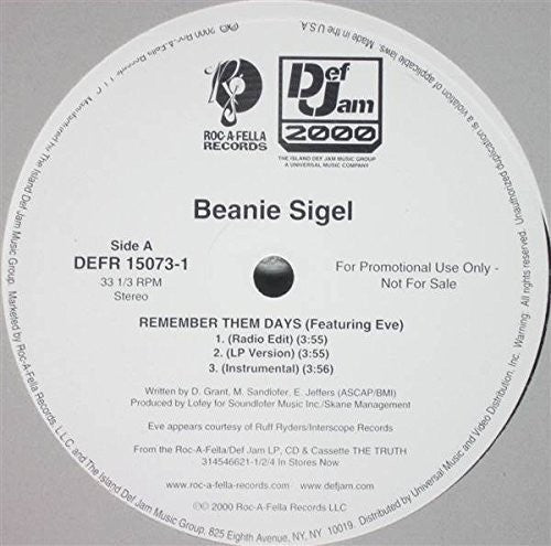 Beanie Sigel: Remember Them Days - 12-INCH SINGLE