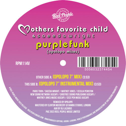 Mothers Favorite Child & Saeeda Wright: Purple Funk (Opolopo Remixes) - 7-INCH SINGLE