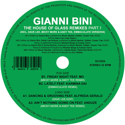 Gianni Bini: The House Of Glass Remixes Part 1 - 12-INCH SINGLE