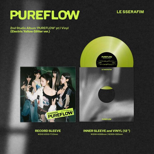 Le Sserafim: 2nd Studio Album 'PUREFLOW' pt.1 [Electric Yellow Glitter ver.] - VINYL LP