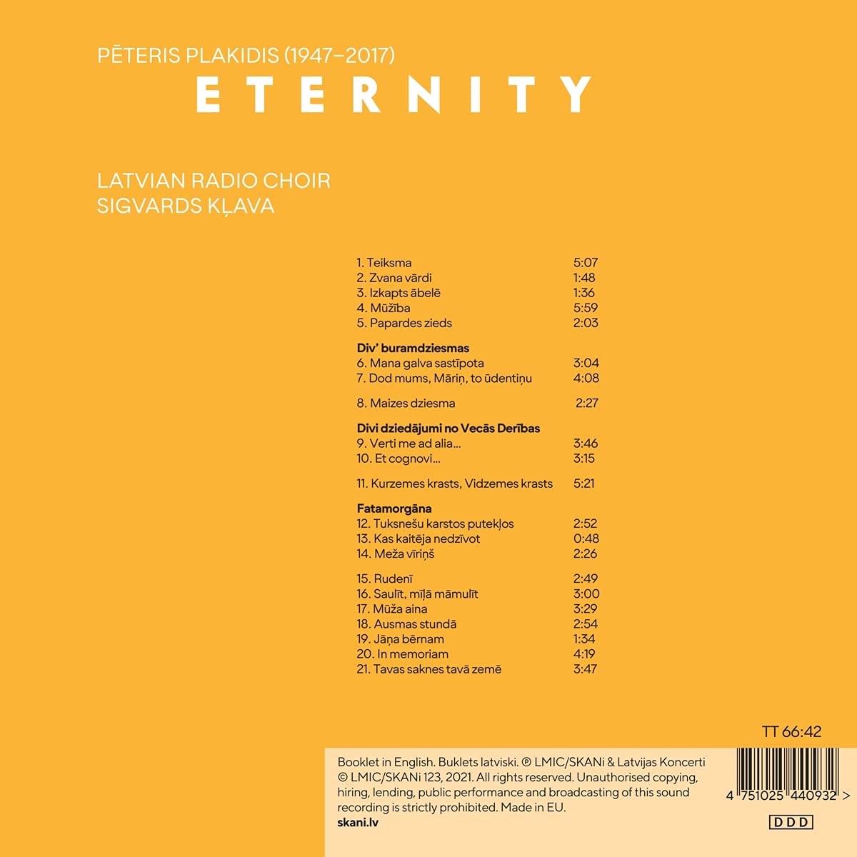 Latvian Radio Choir: Eternity - COMPACT DISCS